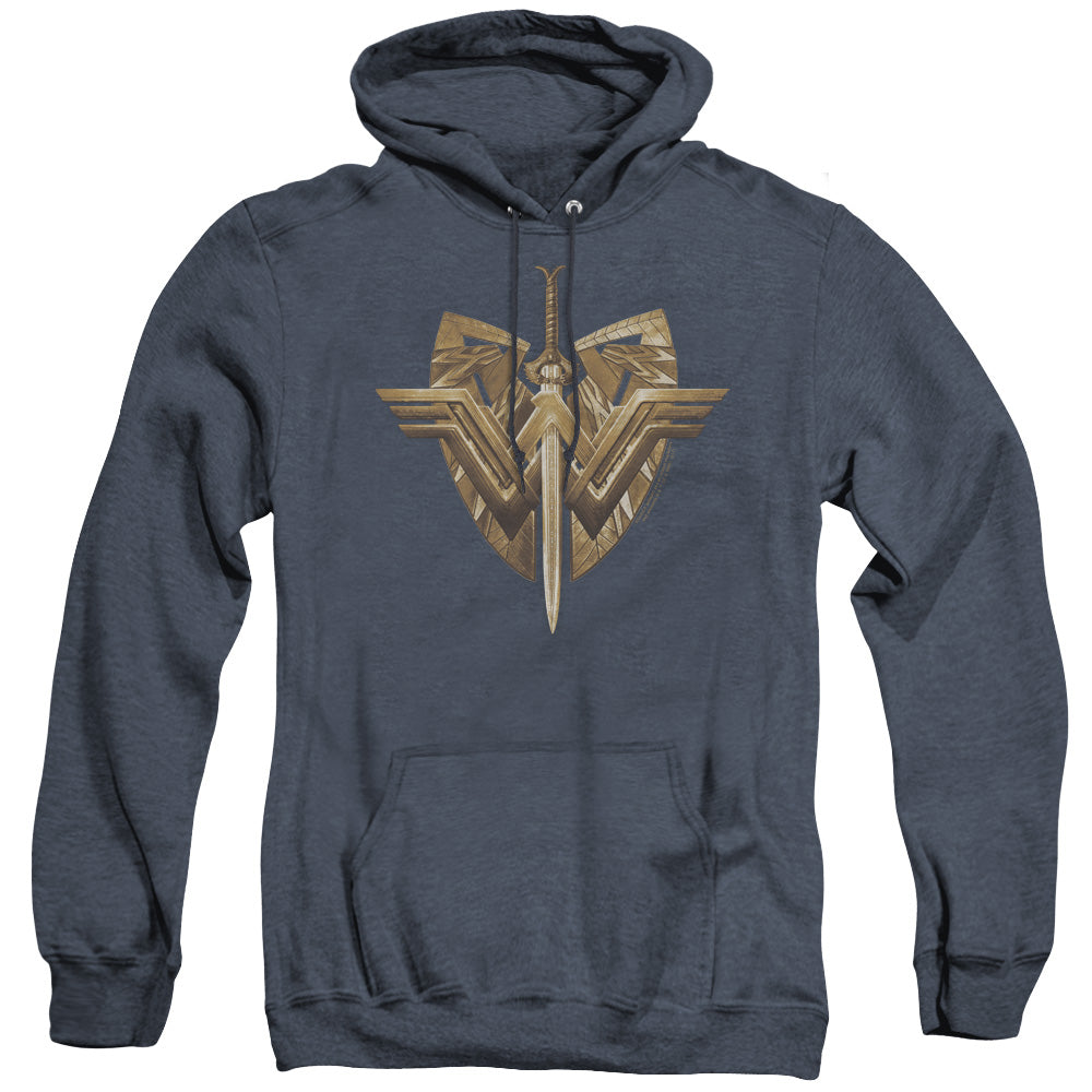 Wonder Woman Movie Sword Emblem Mens Heather Hoodie Navy Officially Licensed