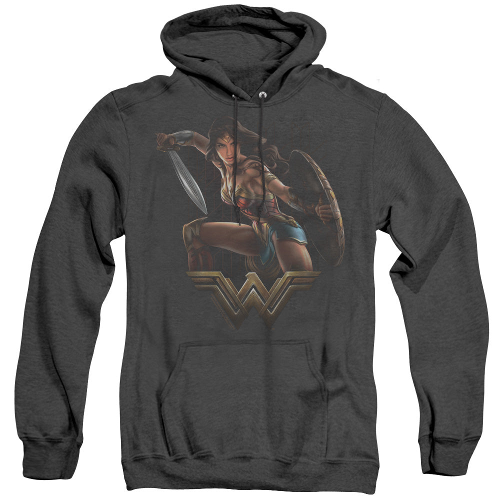 Wonder Woman Movie Fight Mens Heather Hoodie Black Officially Licensed