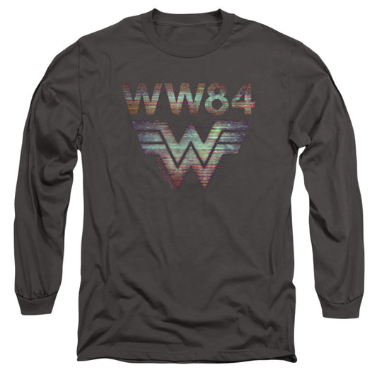 Wonder Woman 84 Static Tv Lines Mens Long Sleeve Shirt Charcoal Officially Licensed