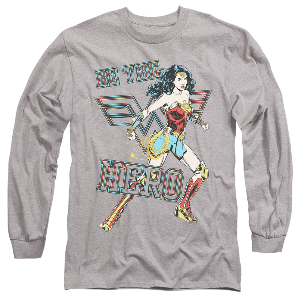 Wonder Woman 84 Be The Hero Mens Long Sleeve Shirt Athletic Heather Officially Licensed