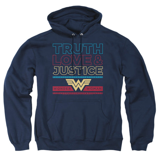 Wonder Woman 84 Truth Love Justice Mens Hoodie Navy Officially Licensed