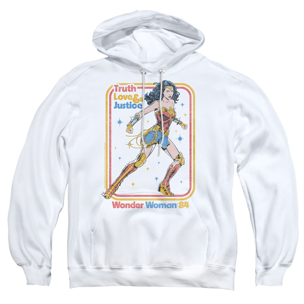 Wonder Woman 84 Retro Justice 84 Mens Hoodie White Officially Licensed