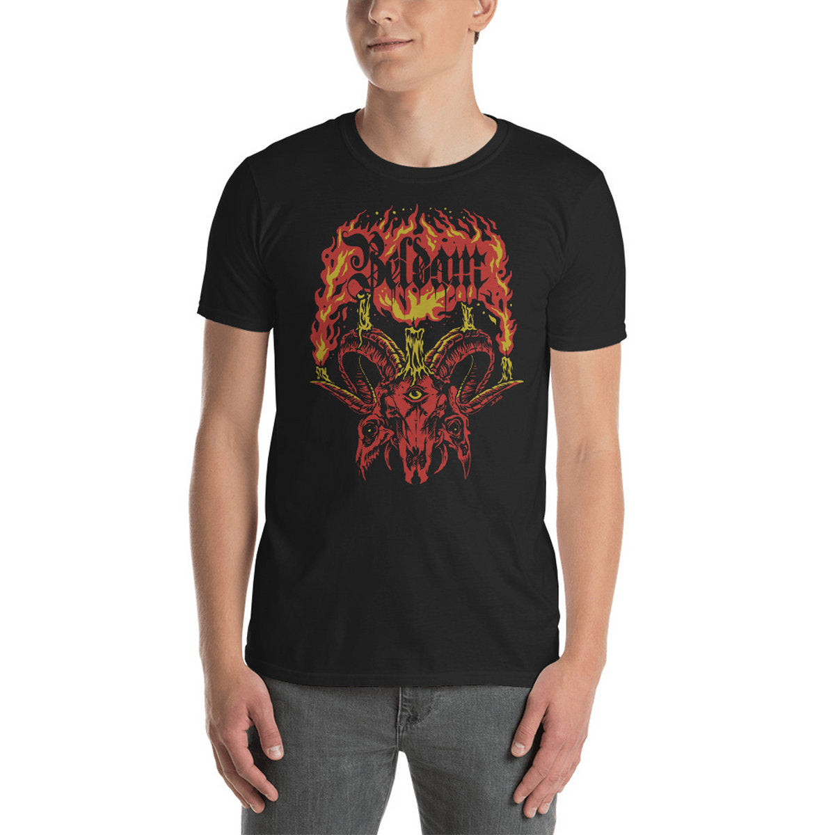 BELDAM - Altar Of The Three-Eyed Demon Goat (Red/Yellow) T-Shirt