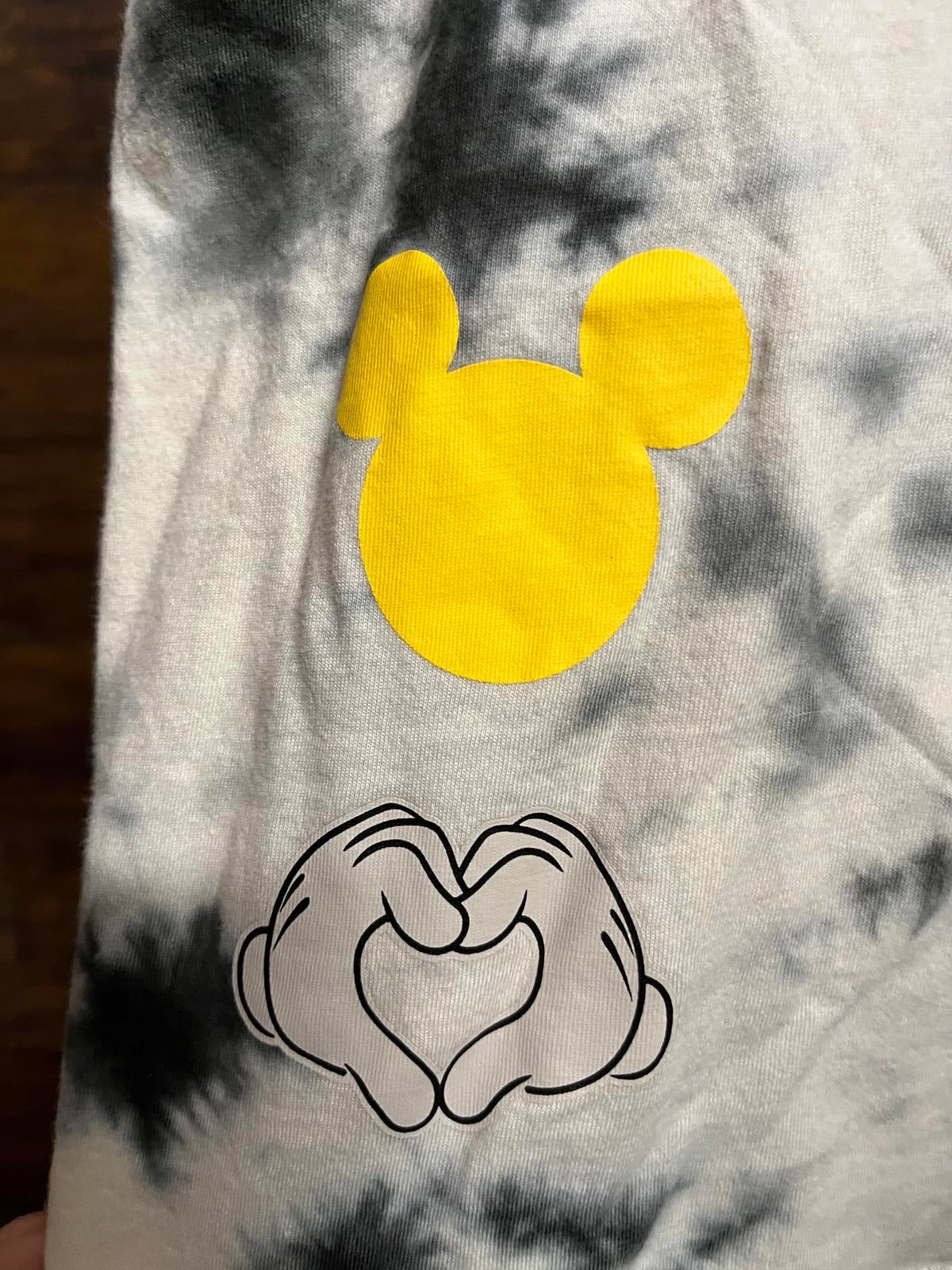 Disney Mickey Mouse Tie Dye Keep Smiling Heart Hands - L