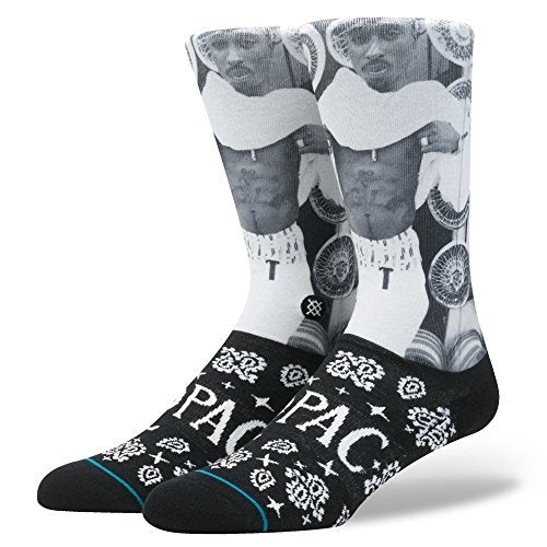 2 Pac Stance 2 Pac Bandana Crew Socks - Mens Black Size L [Socks] - Rock Band Apparel