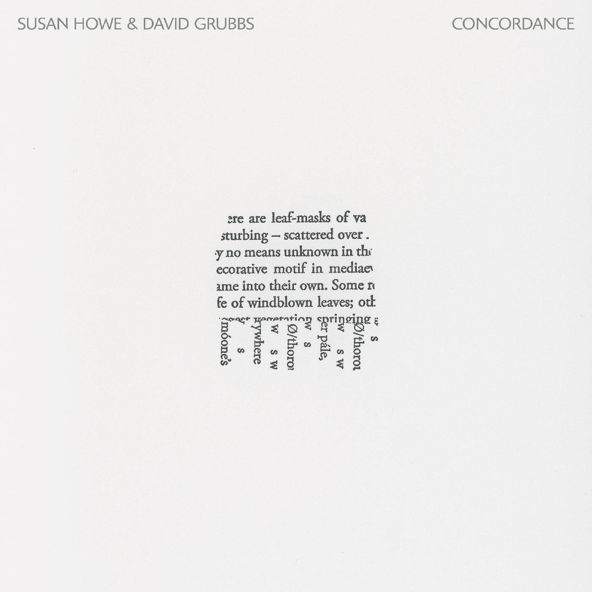 Howe, Susan & David Grubbs - Concordance [Vinyl]