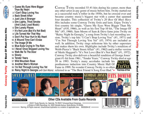 Conway Twitty - 20 Best Of Must Have Hits [CD]