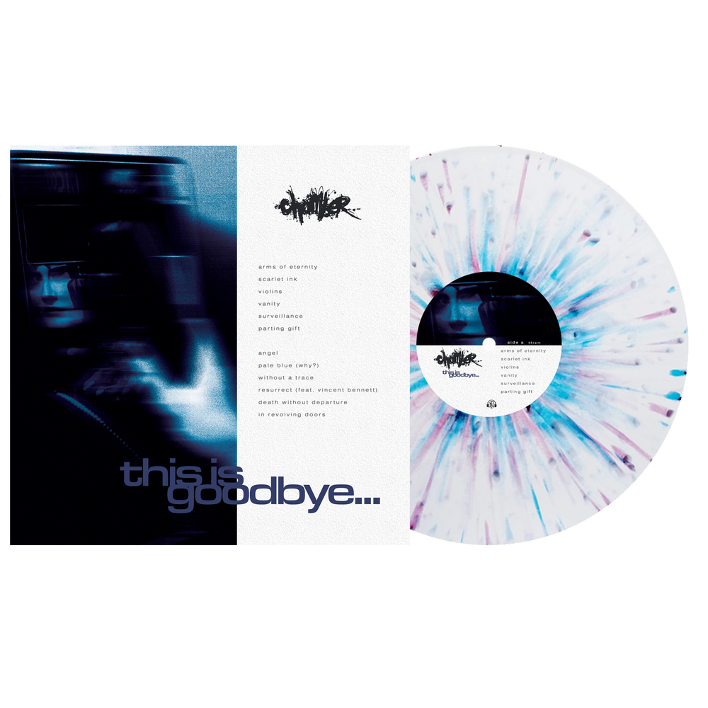 this is goodbye... [White with Magenta and Blue Dot Splatter]