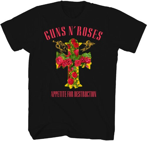 Guns N Roses Rose Cross Tshirt Lg Blk 12160761a3 - Guns N Roses Rose Cross Tshirt Lg Blk 12160761a3 - Apparel