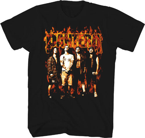 Pantera Flames Band Photo Frt/bk T-shirt Lrg Blk - Pantera Flames Band Photo Frt/bk T-shirt Lrg Blk - Apparel