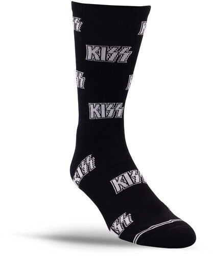Perri's Kiss All Over Logo Black Crew Socks - Perri's Kiss All Over Logo Black Crew Socks - Apparel