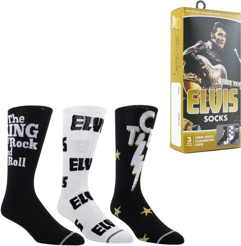 Perri's Elvis Presley Crew Socks 3 Pack Gift Box - Perri's Elvis Presley Crew Socks 3 Pack Gift Box - Apparel