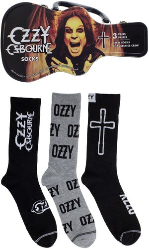 Perri's Ozzy Osbourne Socks 3 Pck Guitar Shape Tin - Perri's Ozzy Osbourne Socks 3 Pck Guitar Shape Tin - Apparel