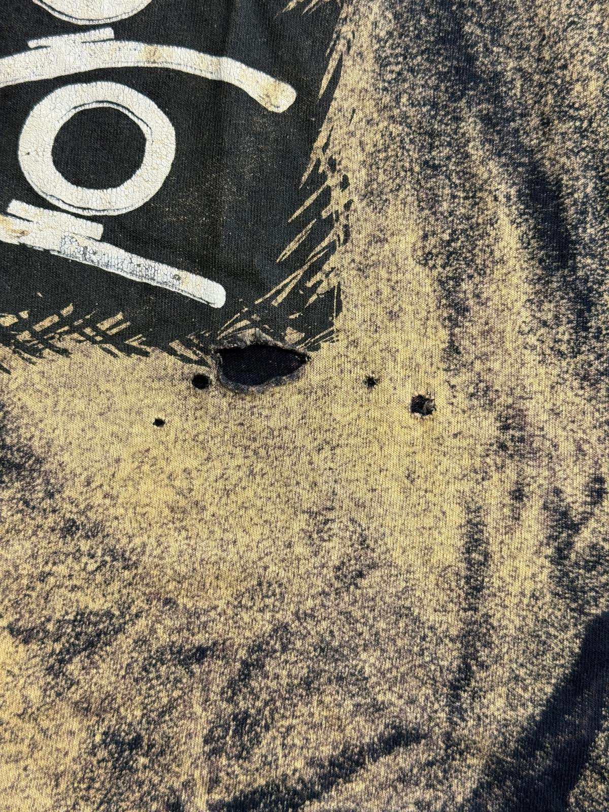 Vintage 80s Biker Skull Tshirt Born Bad to Tha Bone Thrashed