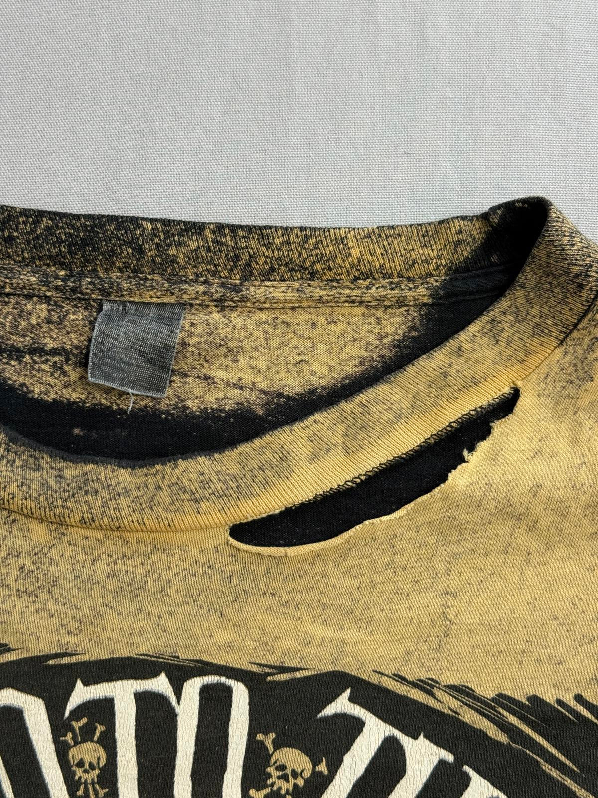 Vintage 80s Biker Skull Tshirt Born Bad to Tha Bone Thrashed