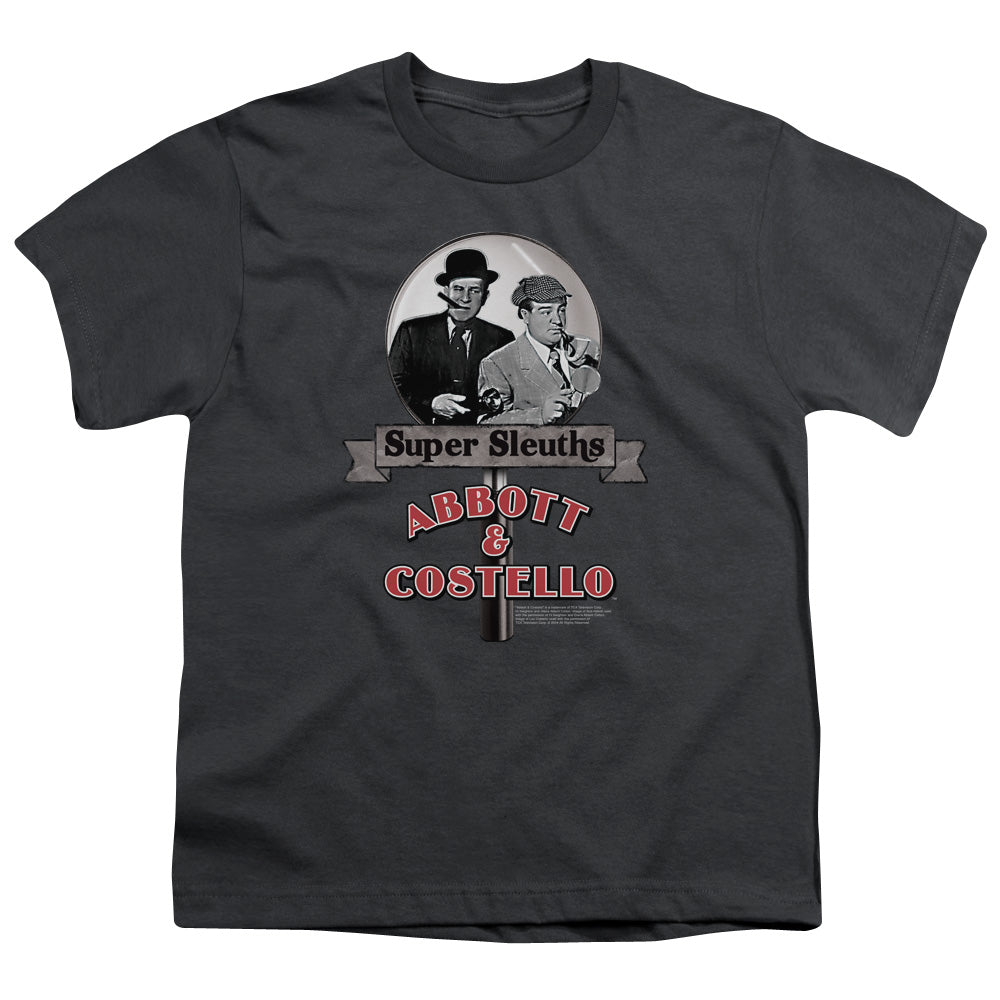 Abbott & Costello Super Sleuths Kids Youth T Shirt Charcoal Officially Licensed