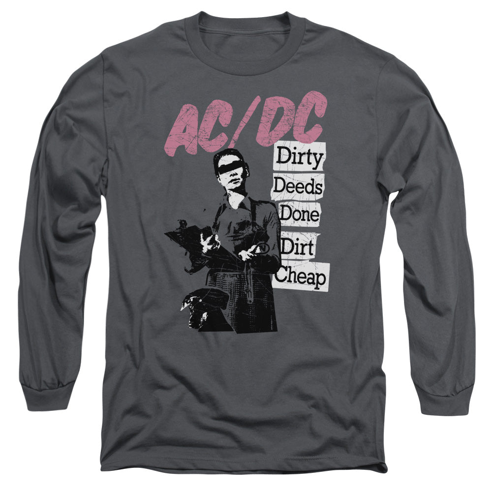 AC/DC Dirty Deeds Mens Long Sleeve Shirt Charcoal Officially Licensed