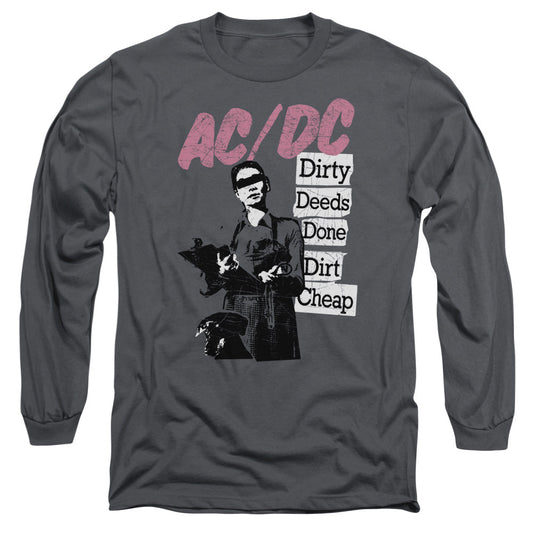 AC/DC Dirty Deeds Mens Long Sleeve Shirt Charcoal Officially Licensed