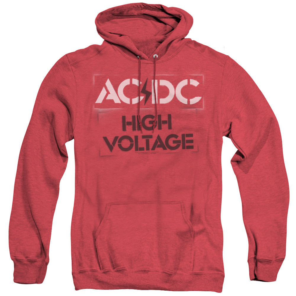 AC/DC High Voltage Stencil Mens Heather Hoodie Red Officially Licensed