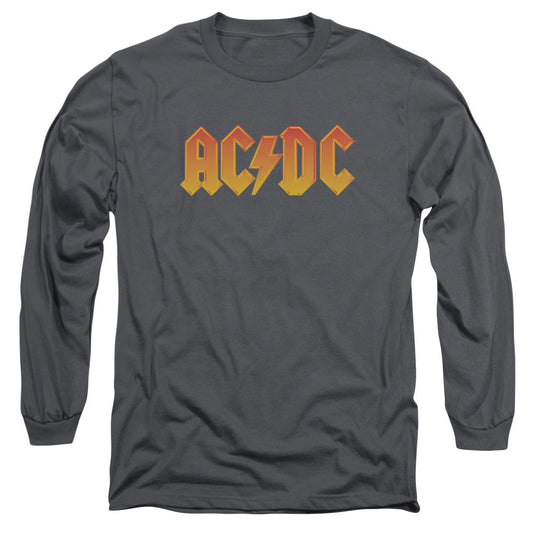 AC/DC Logo Mens Long Sleeve Shirt Charcoal Officially Licensed