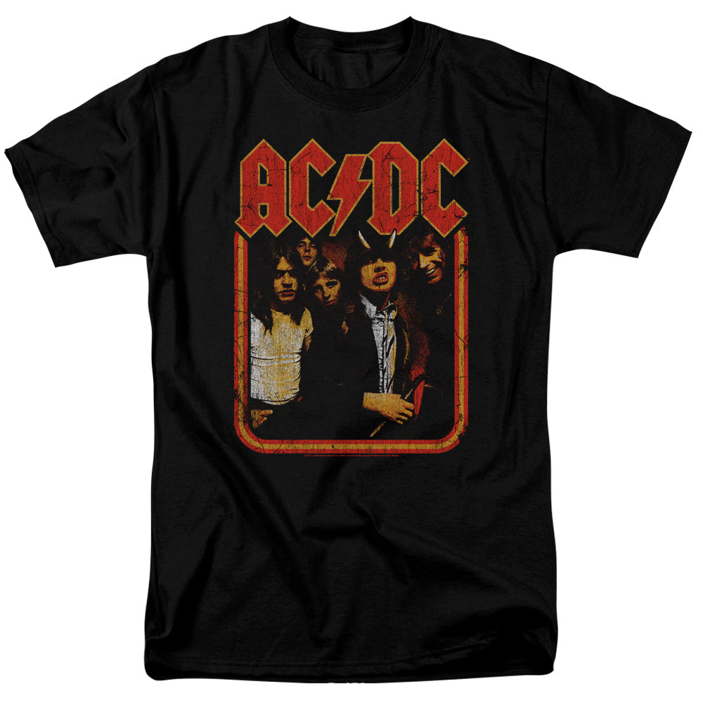 AC/DC Group Distressed Mens T Shirt Black Officially Licensed