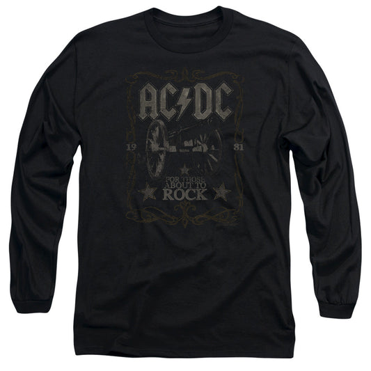 AC/DC Rock Label Mens Long Sleeve Shirt Black Officially Licensed