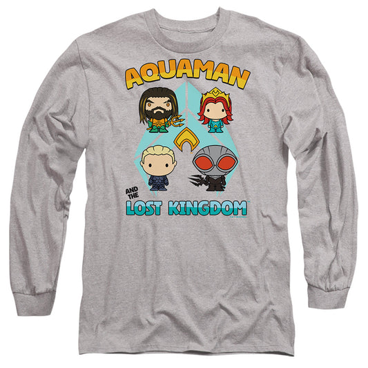 Aquaman And The Lost Kingdom Character Lineup Mens Long Sleeve Shirt Athletic Heather Officially Licensed