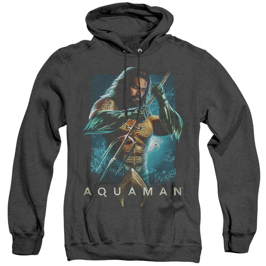 Aquaman Movie Trident Mens Heather Hoodie Black Officially Licensed