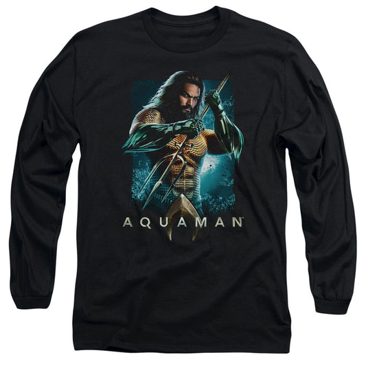 Aquaman Movie Trident Mens Long Sleeve Shirt Black Officially Licensed