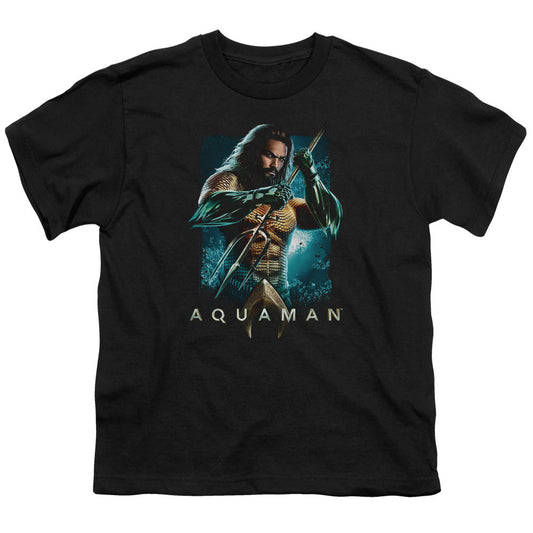 Aquaman Movie Trident Kids Youth T Shirt Black Officially Licensed