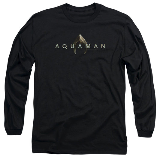 Aquaman Movie Logo Mens Long Sleeve Shirt Black Officially Licensed