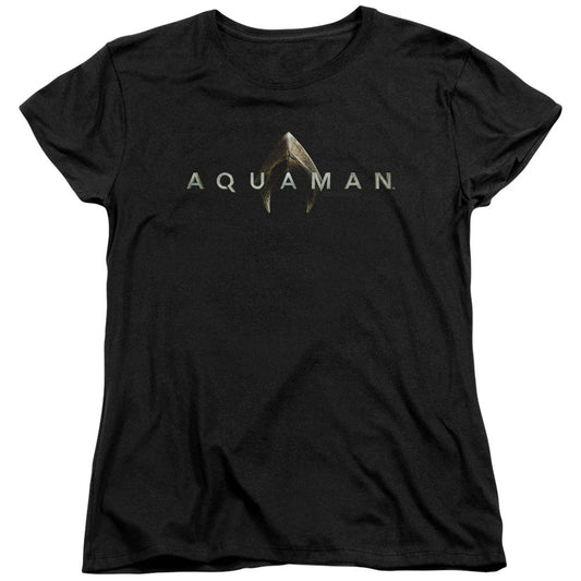 Aquaman Movie Logo Womens T Shirt Black Officially Licensed