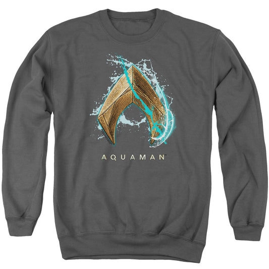 Aquaman Movie Water Shield Mens Crewneck Sweatshirt Charcoal Officially Licensed