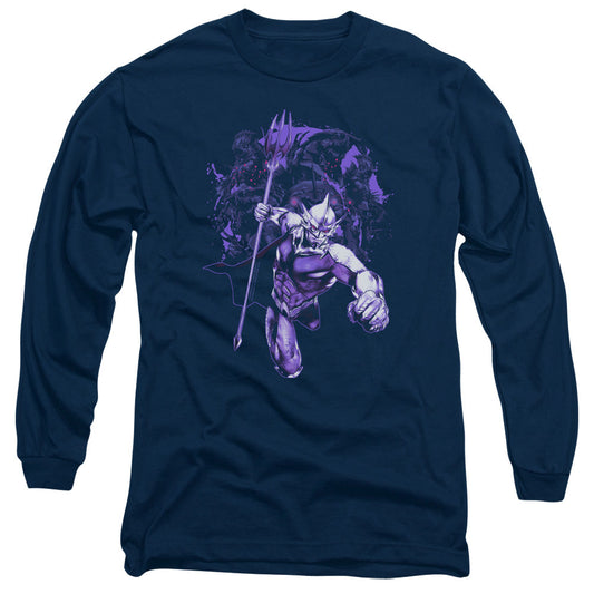 Aquaman Movie Evil Doers Mens Long Sleeve Shirt Navy Blue Officially Licensed
