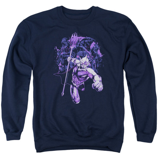 Aquaman Movie Evil Doers Mens Crewneck Sweatshirt Navy Blue Officially Licensed