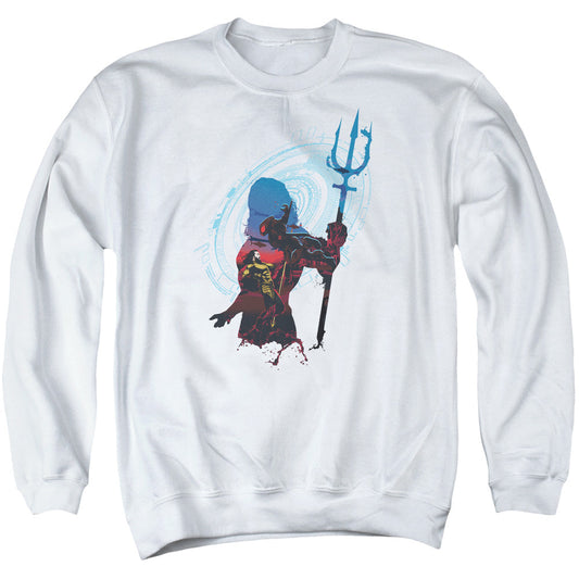 Aquaman Movie Silhouette Mens Crewneck Sweatshirt White Officially Licensed