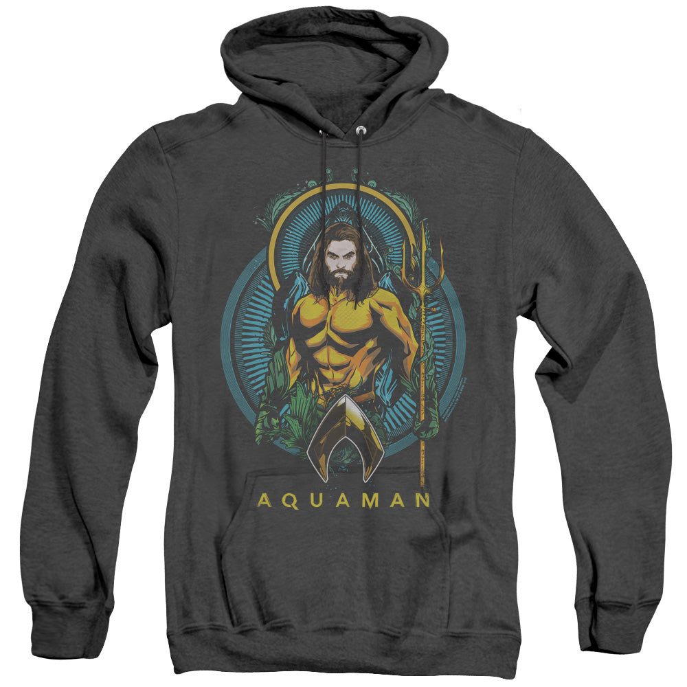Aquaman Movie Aqua Nouveau Mens Heather Hoodie Black Officially Licensed