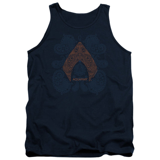 Aquaman Movie Aqua Paisley Mens Tank Top Shirt Navy Blue Officially Licensed