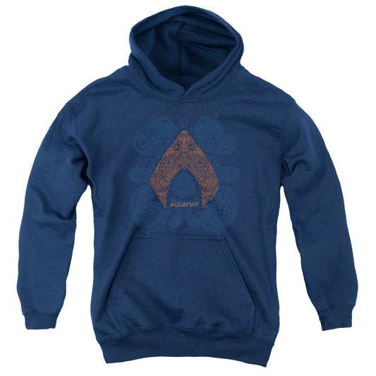 Aquaman Movie Aqua Paisley Kids Youth Hoodie Navy Blue Officially Licensed