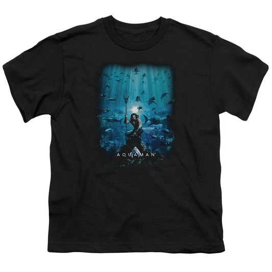 Aquaman Movie Poster Kids Youth T Shirt Black Officially Licensed