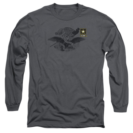 Army Left Chest Mens Long Sleeve Shirt Charcoal Officially Licensed