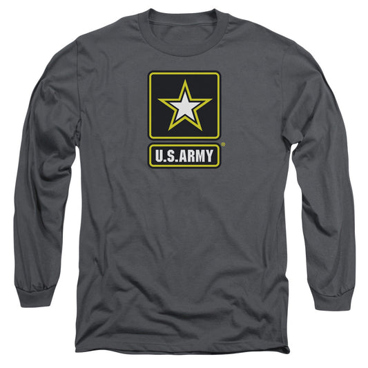 Army Logo Mens Long Sleeve Shirt Charcoal Officially Licensed
