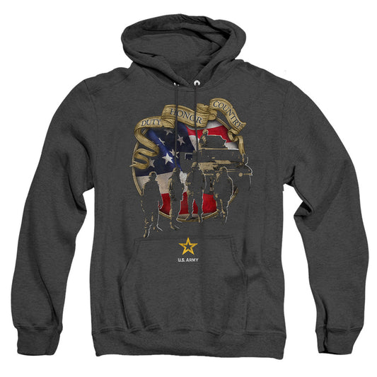 Army Duty Honor Country Heather Mens Hoodie Black Officially Licensed