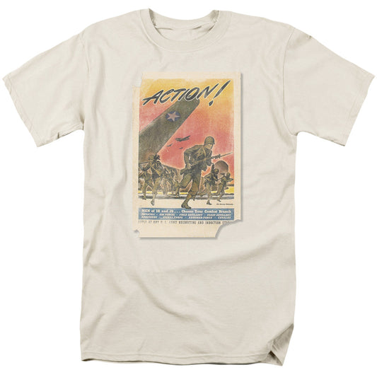 Army Action Poster Mens T Shirt Cream Officially Licensed