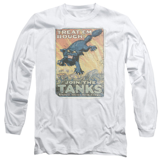 Army Treat Em Rough Mens Long Sleeve Shirt White Officially Licensed