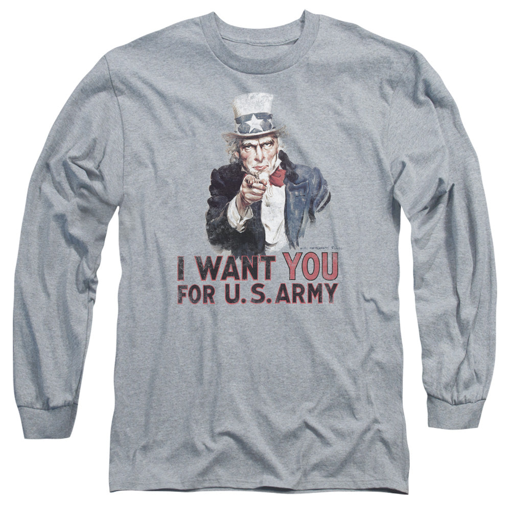 Army I Want You Mens Long Sleeve Shirt Athletic Heather Officially Licensed