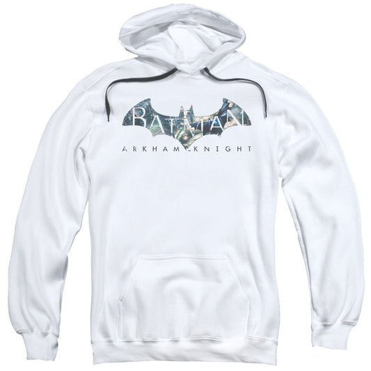 Batman Arkham Knight Descending Logo Mens Hoodie White Officially Licensed