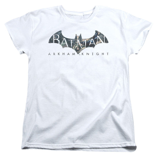 Batman Arkham Knight Descending Logo Womens T Shirt White Officially Licensed