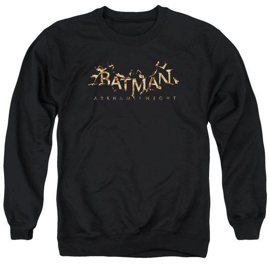 Batman Arkham Knight Ak Flame Logo Mens Crewneck Sweatshirt Black Officially Licensed