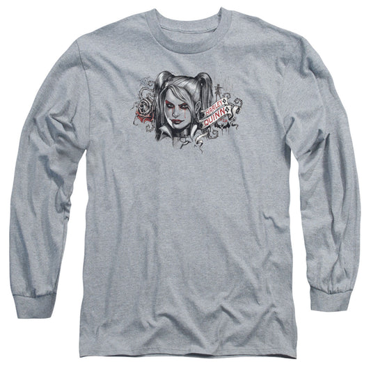 Batman Arkham Knight Hq Sketch Mens Long Sleeve Shirt Athletic Heather Officially Licensed